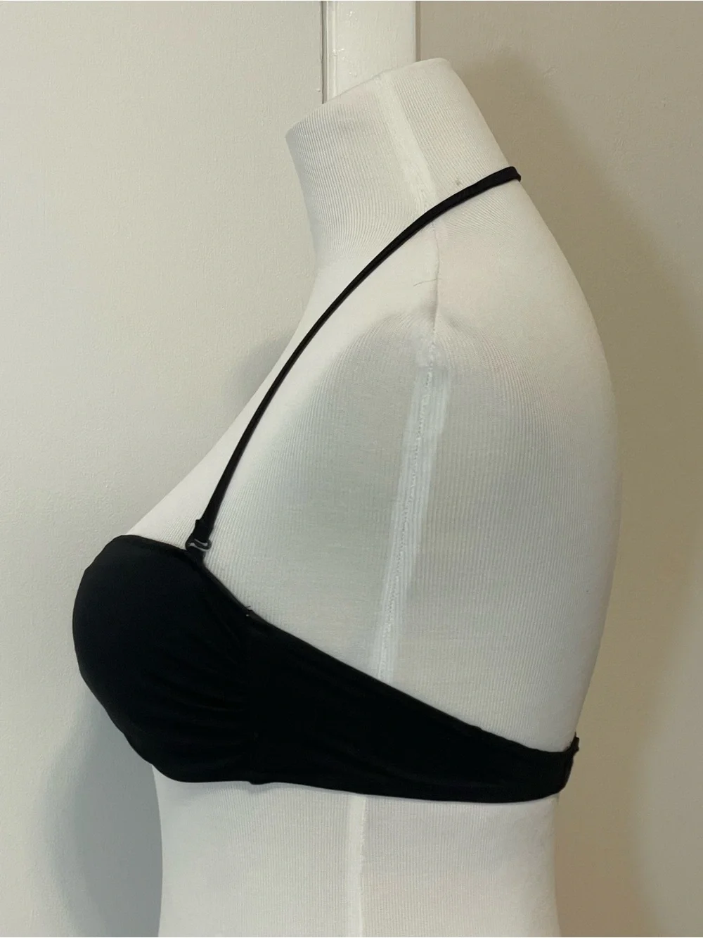 PINK Victoria's Secret Black Ruched Bandeau Halter Bikini Swim Top Size XS